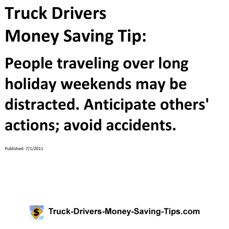 Truck Drivers Money Saving Tip for 07-01-2011