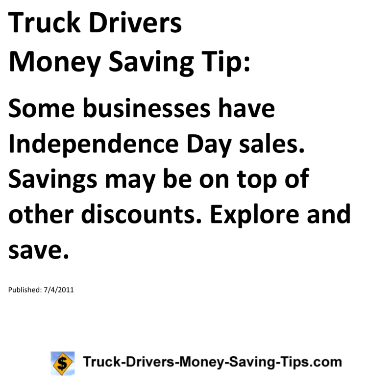 Truck Drivers Money Saving Tip for 07-04-2011