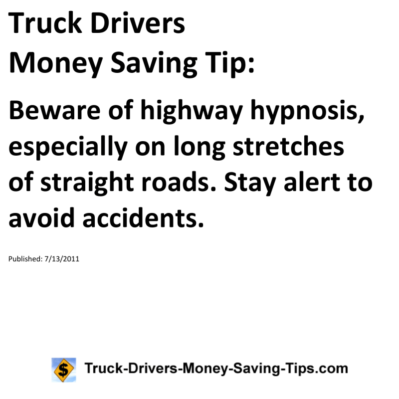 Truck Drivers Money Saving Tip for 07-13-2011