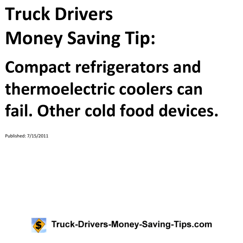 Truck Drivers Money Saving Tip for 07-15-2011