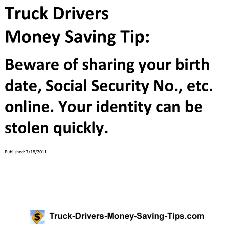 Truck Drivers Money Saving Tip for 07-18-2011