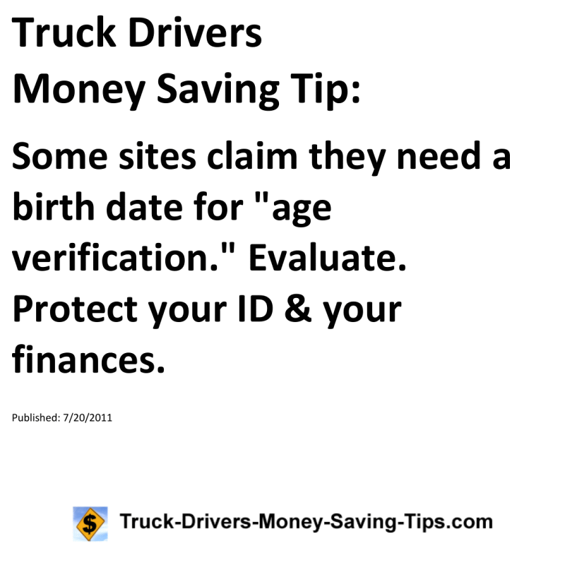 Truck Drivers Money Saving Tip for 07-20-2011