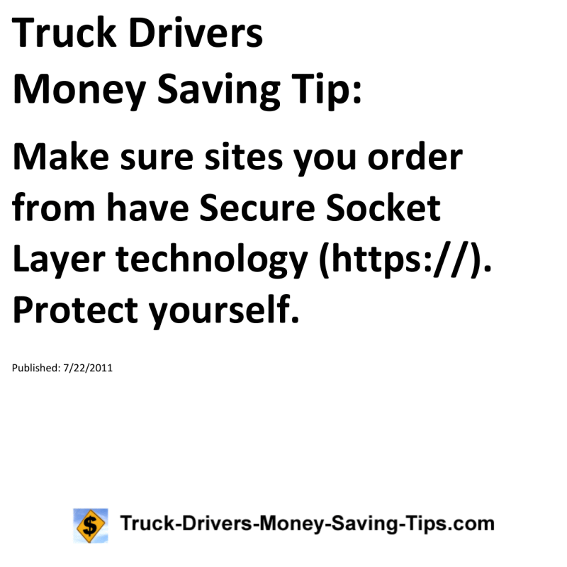 Truck Drivers Money Saving Tip for 07-22-2011