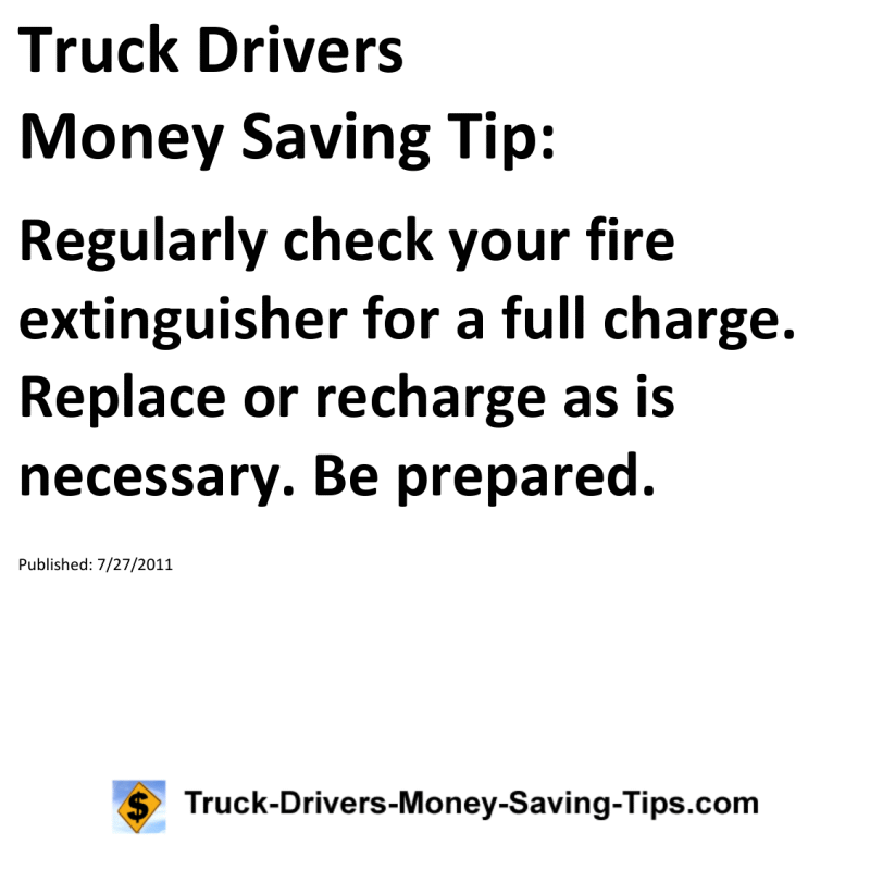 Truck Drivers Money Saving Tip for 07-27-2011