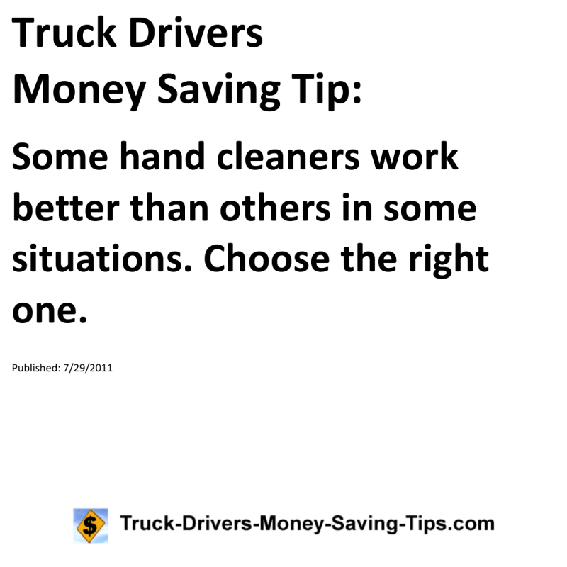 Truck Drivers Money Saving Tip for 07-29-2011