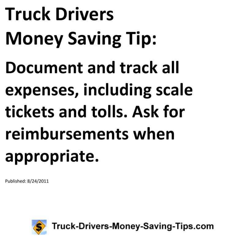 Truck Drivers Money Saving Tip for 08-24-2011