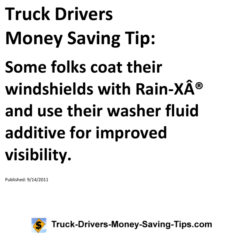 Truck Drivers Money Saving Tip for 09-14-2011