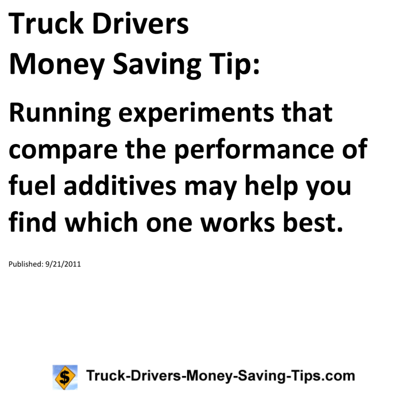 Truck Drivers Money Saving Tip for 09-21-2011