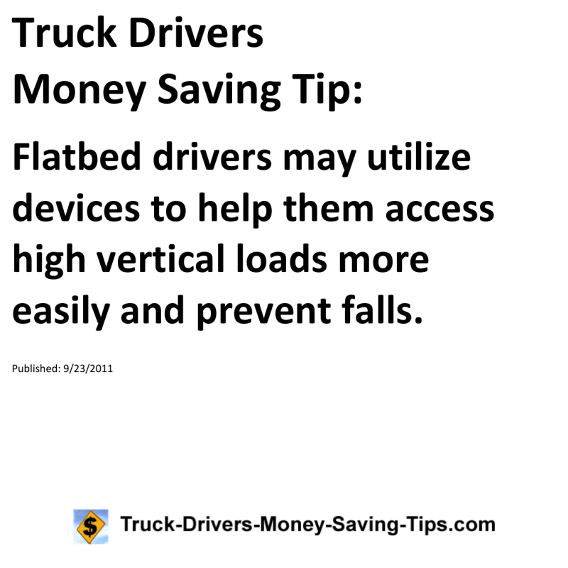 Truck Drivers Money Saving Tip for 09-23-2011