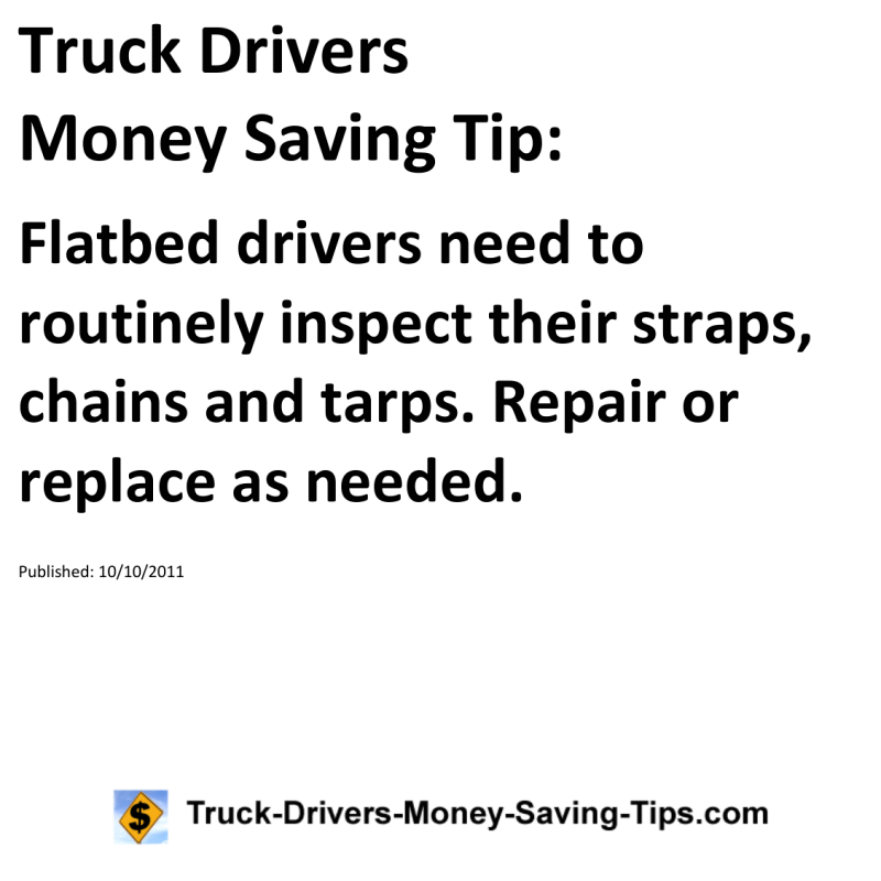 Truck Drivers Money Saving Tip for 10-10-2011