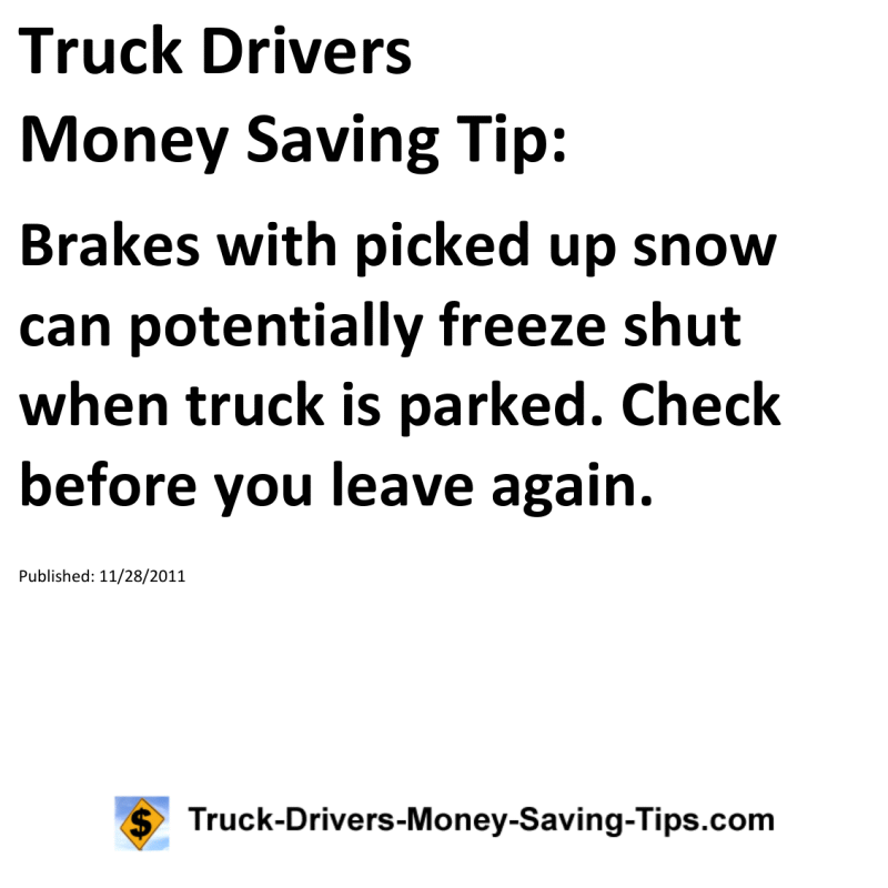 Truck Drivers Money Saving Tip for 11-28-2011