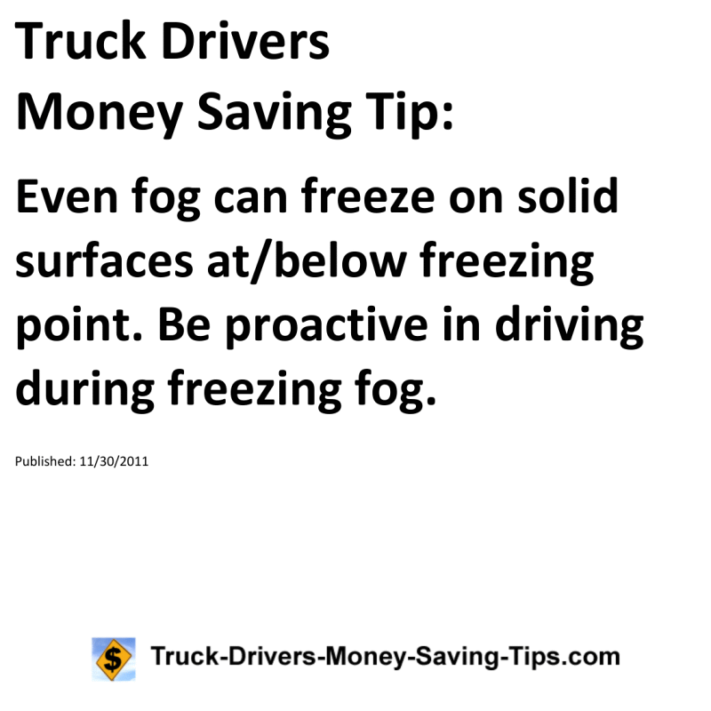 Truck Drivers Money Saving Tip for 11-30-2011