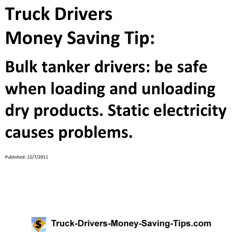 Truck Drivers Money Saving Tip for 12-07-2011