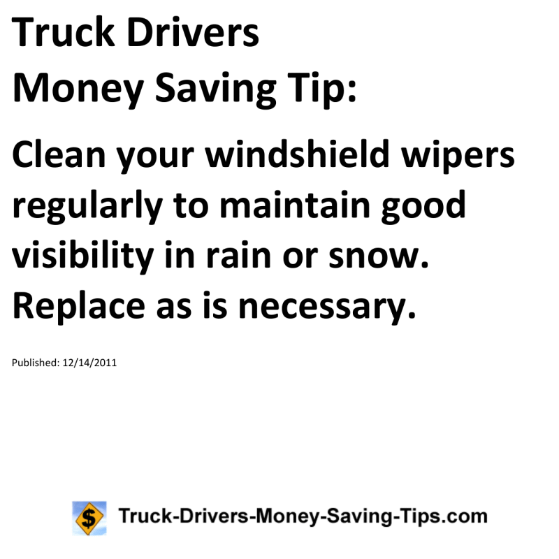 Truck Drivers Money Saving Tip for 12-14-2011