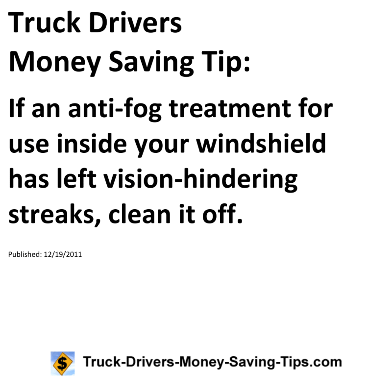 Truck Drivers Money Saving Tip for 12-19-2011