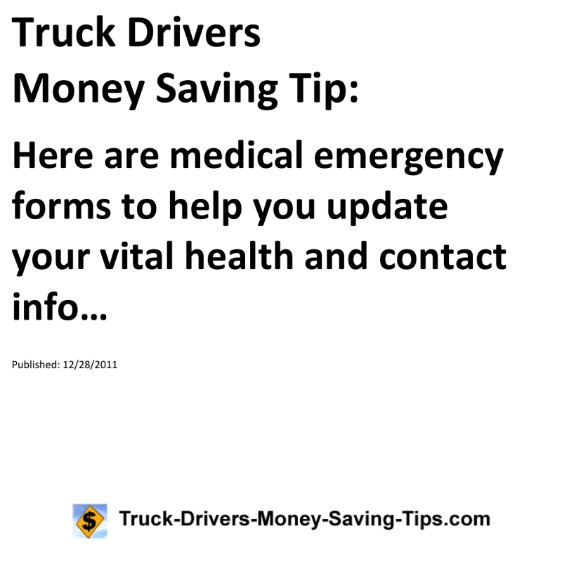 Truck Drivers Money Saving Tip for 12-28-2011