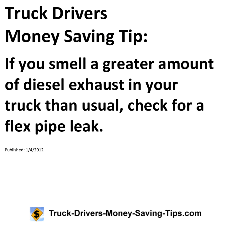 Truck Drivers Money Saving Tip for 01-04-2012