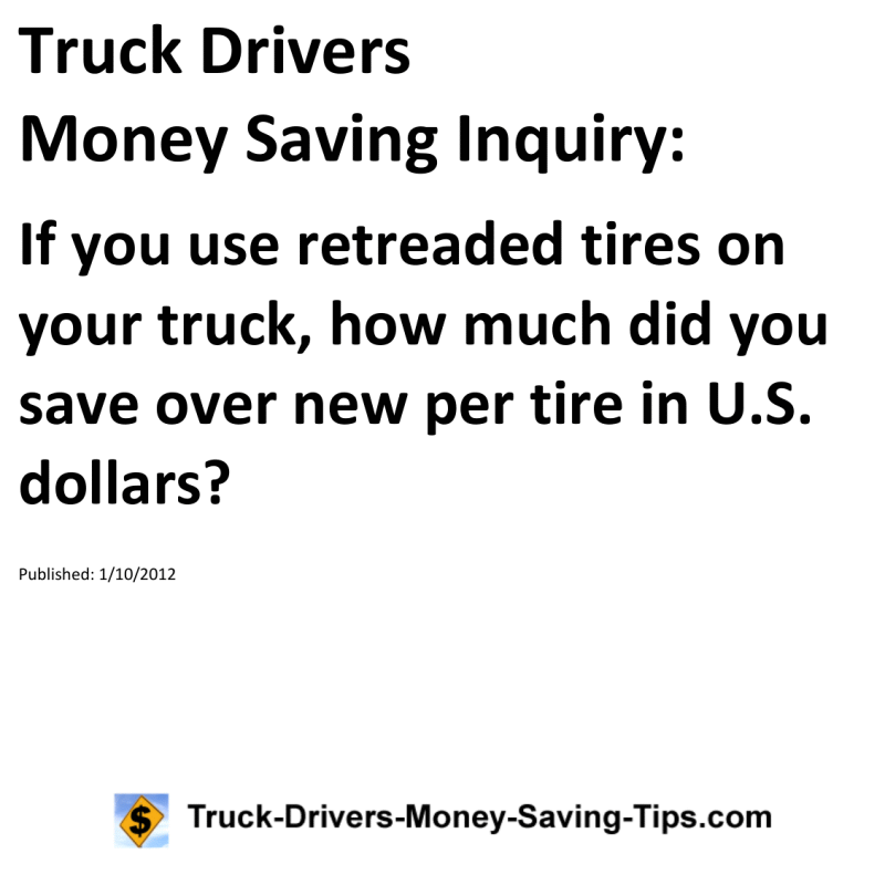 Truck Drivers Money Saving Inquiry for 01-10-2012