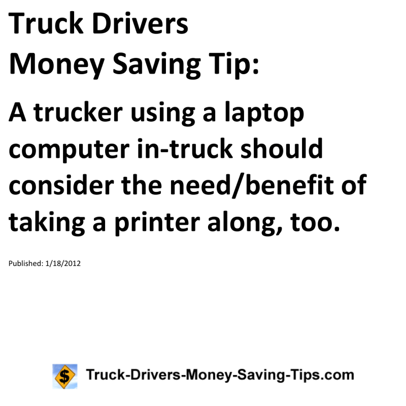 Truck Drivers Money Saving Tip for 01-18-2012