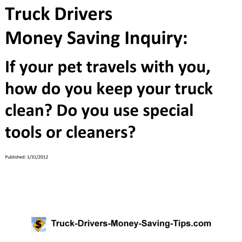 Truck Drivers Money Saving Inquiry for 01-31-2012