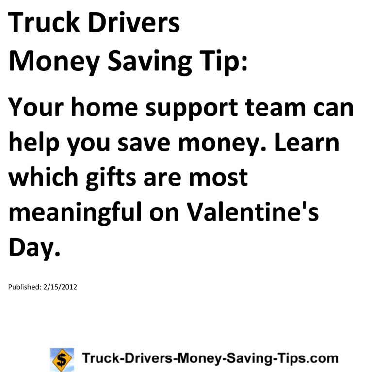 Truck Drivers Money Saving Tip for 02-15-2012