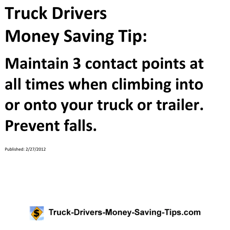 Truck Drivers Money Saving Tip for 02-27-2012