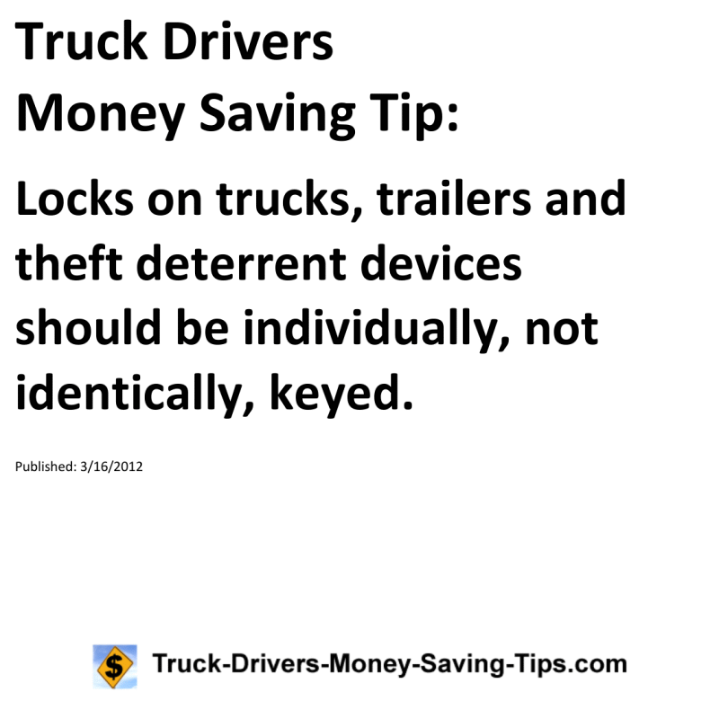 Truck Drivers Money Saving Tip for 03-16-2012