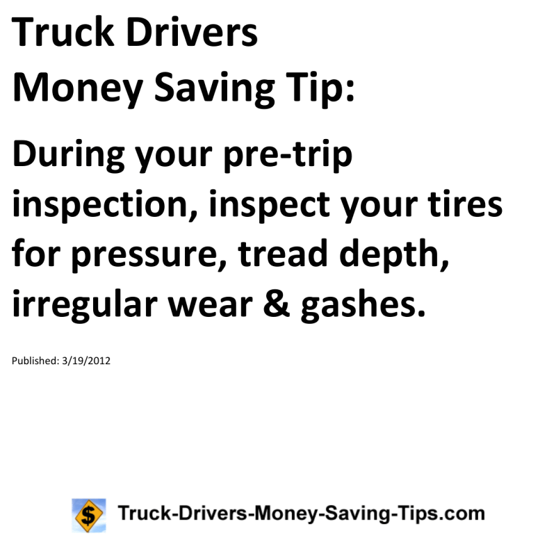 Truck Drivers Money Saving Tip for 03-19-2012