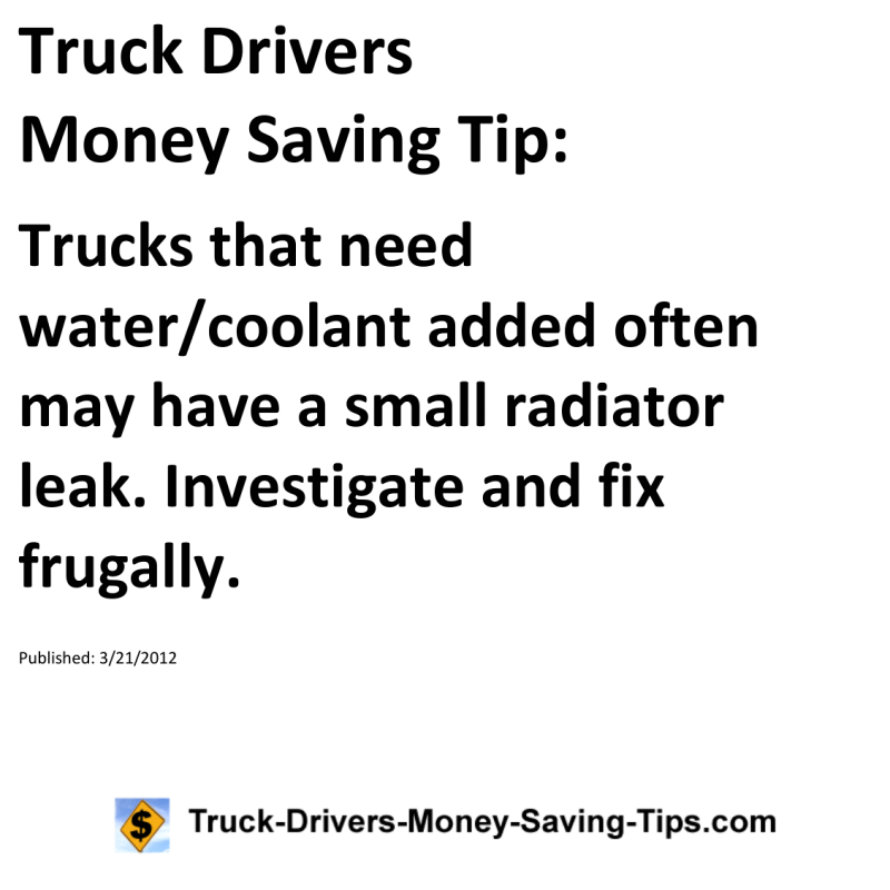 Truck Drivers Money Saving Tip for 03-21-2012