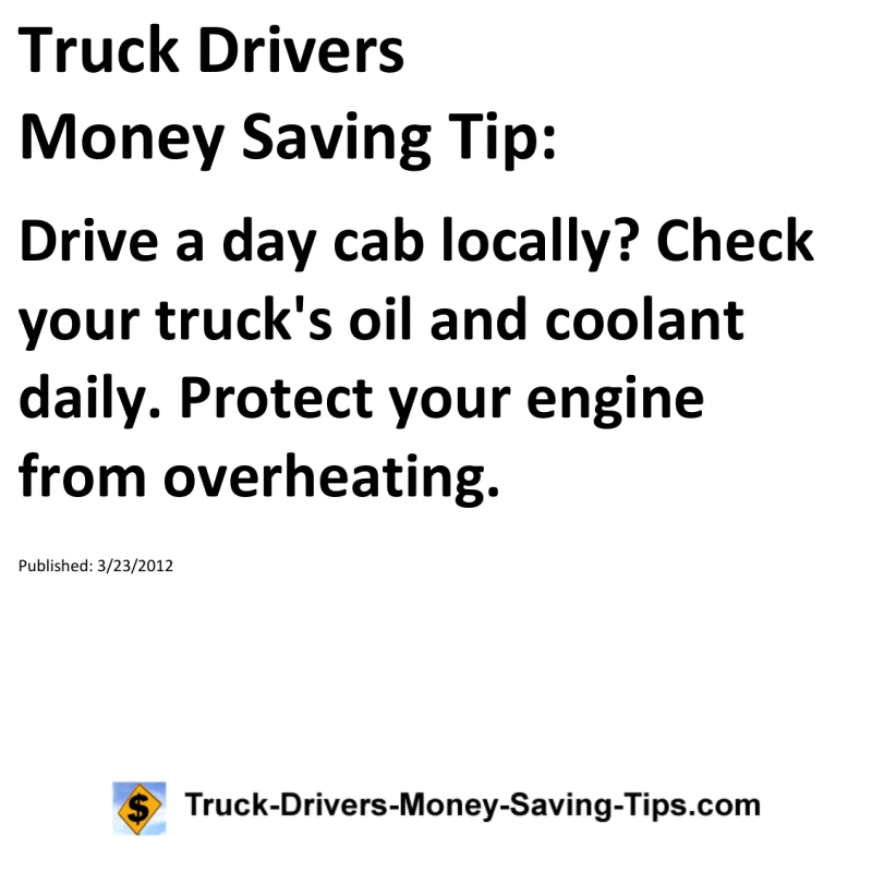 Truck Drivers Money Saving Tip for 03-23-2012