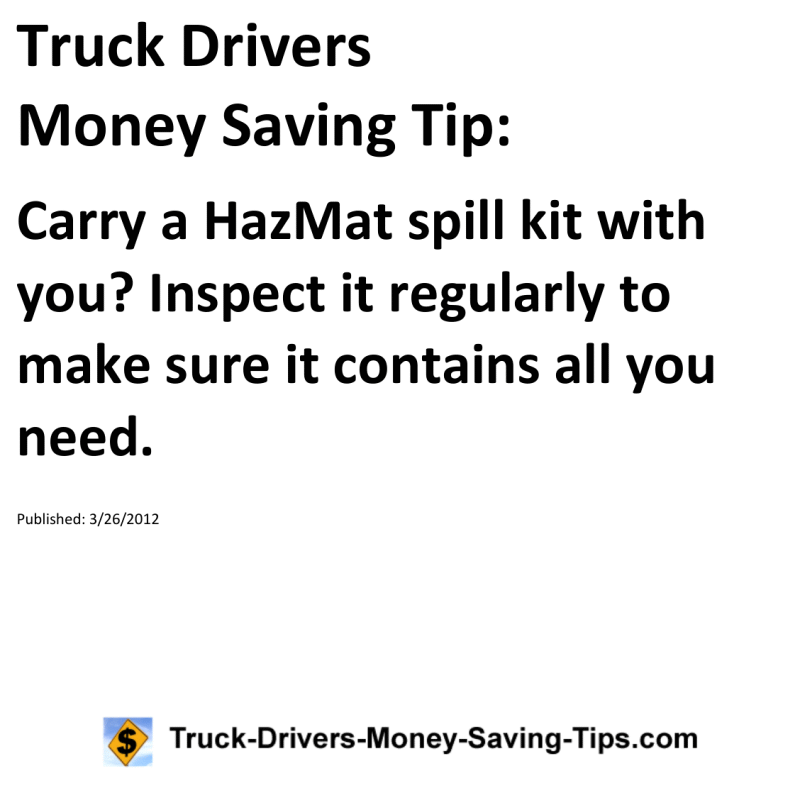 Truck Drivers Money Saving Tip for 03-26-2012