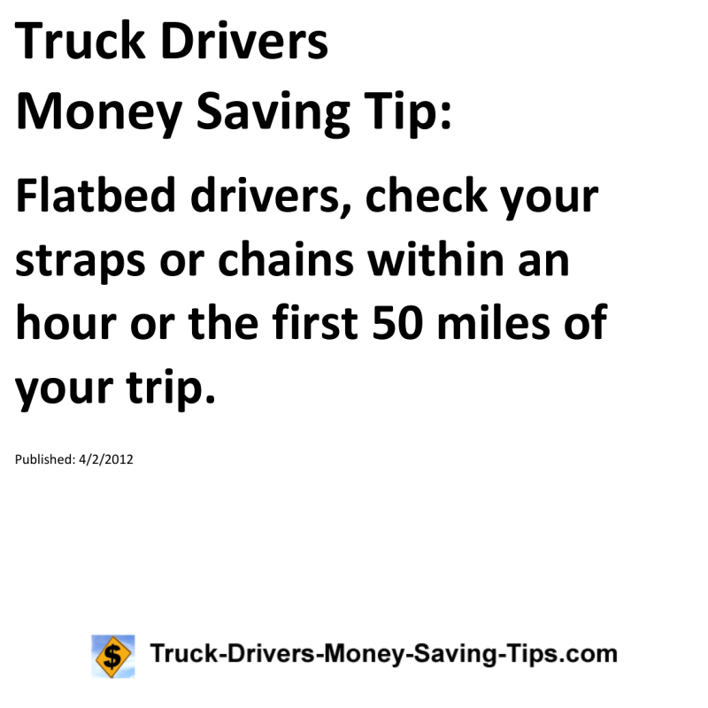 Truck Drivers Money Saving Tip for 04-02-2012