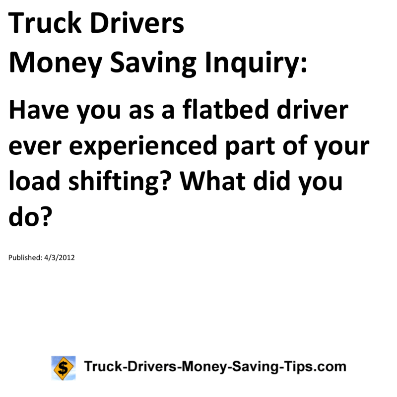 Truck Drivers Money Saving Inquiry for 04-03-2012