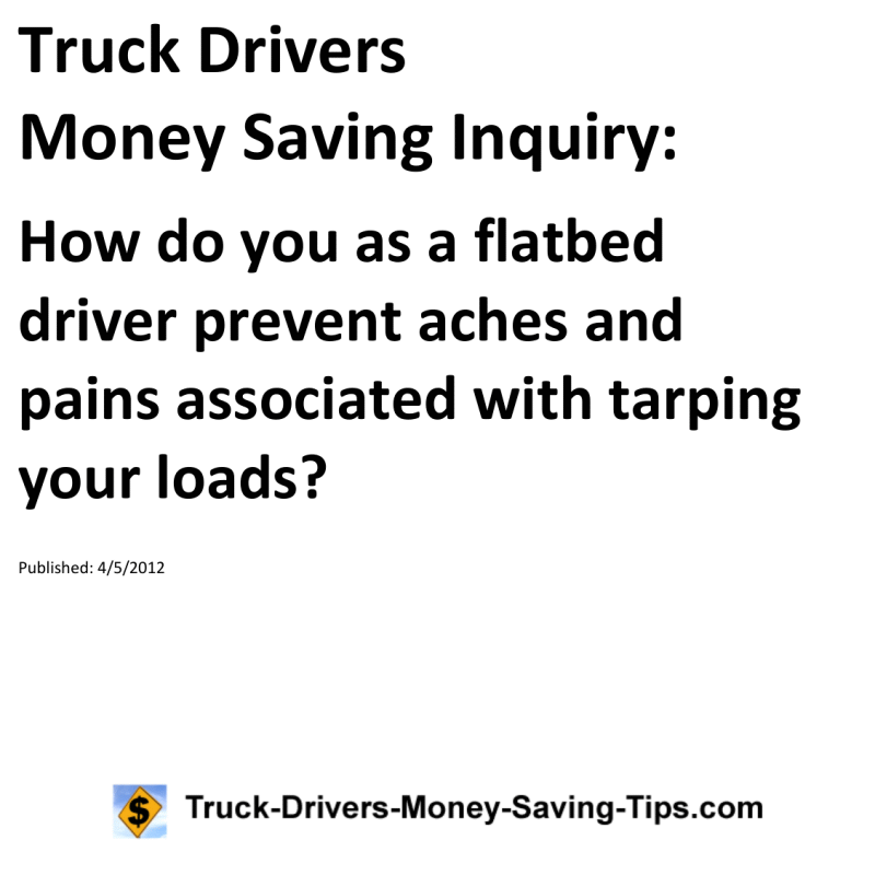 Truck Drivers Money Saving Inquiry for 04-05-2012