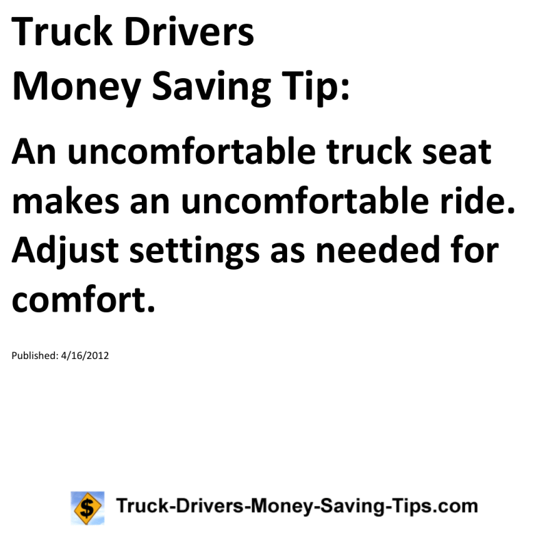 Truck Drivers Money Saving Tip for 04-16-2012