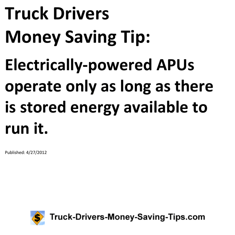 Truck Drivers Money Saving Tip for 04-27-2012