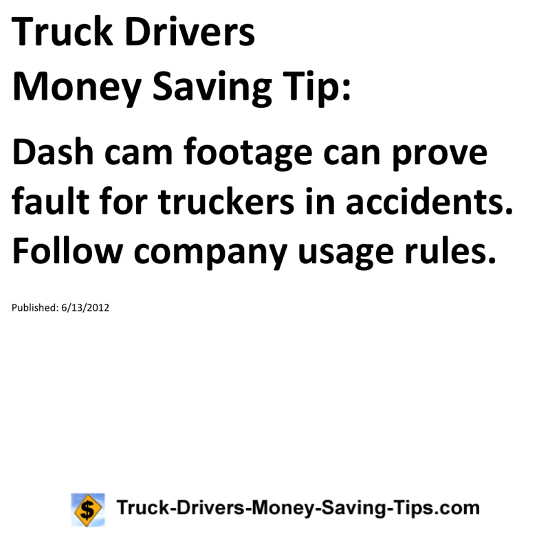 Truck Drivers Money Saving Tip for 06-13-2012