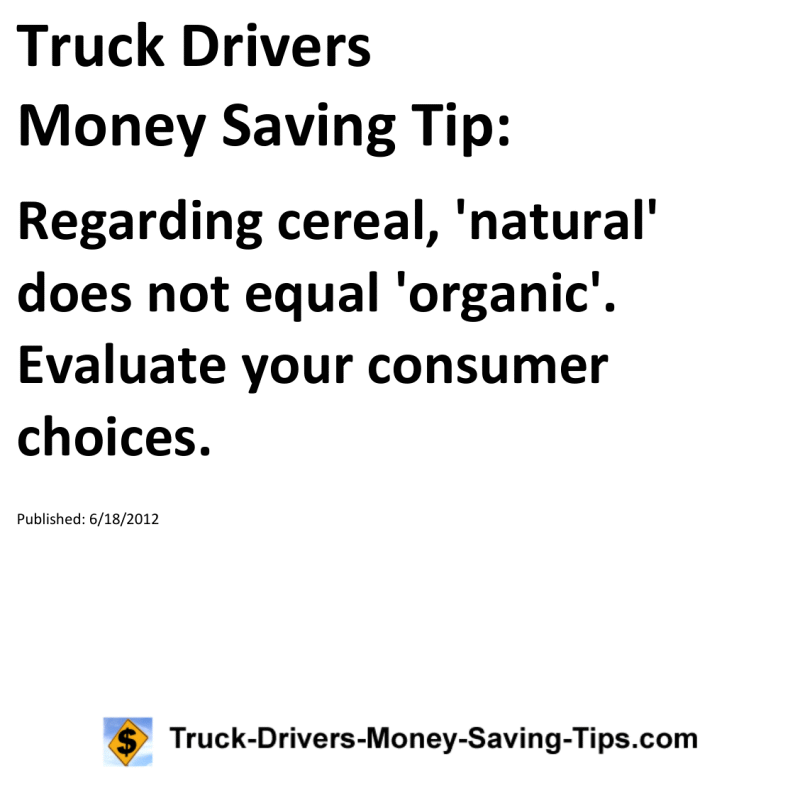 Truck Drivers Money Saving Tip for 06-18-2012