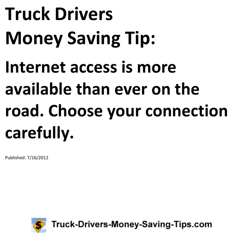 Truck Drivers Money Saving Tip for 07-16-2012