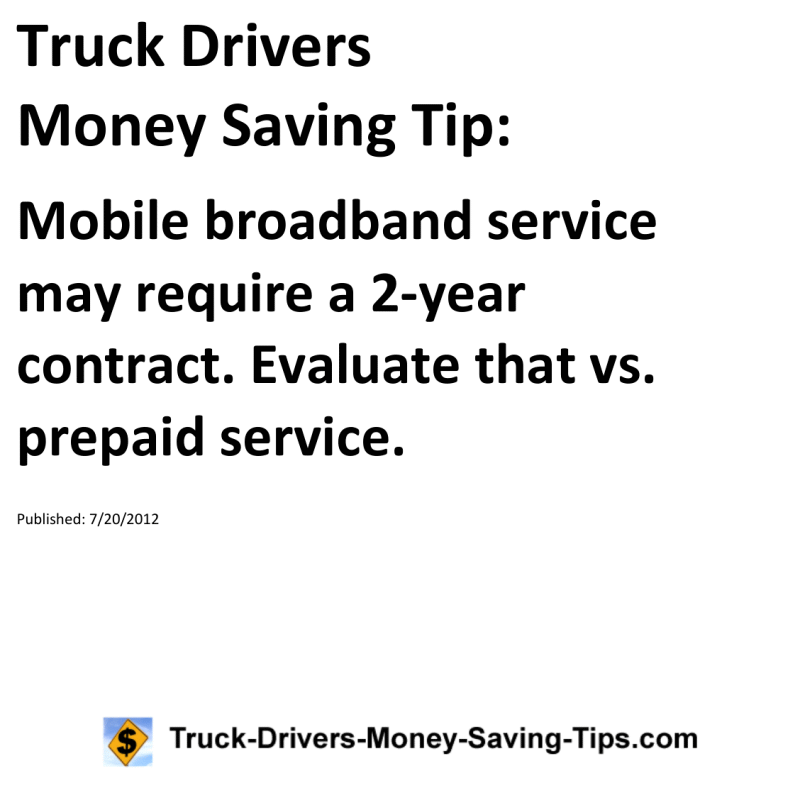 Truck Drivers Money Saving Tip for 07-20-2012