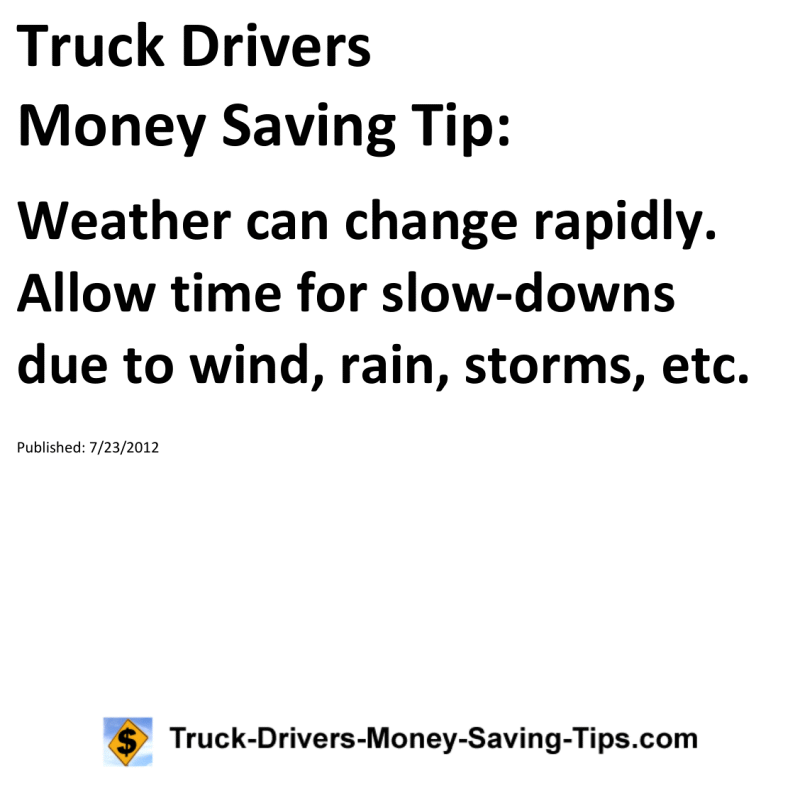 Truck Drivers Money Saving Tip for 07-23-2012