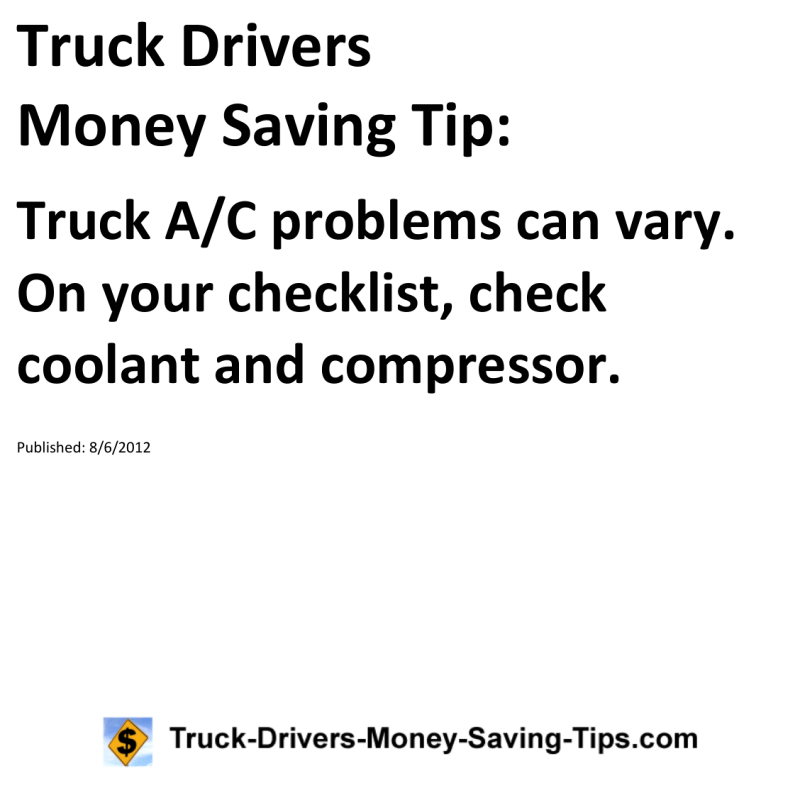 Truck Drivers Money Saving Tip for 08-06-2012