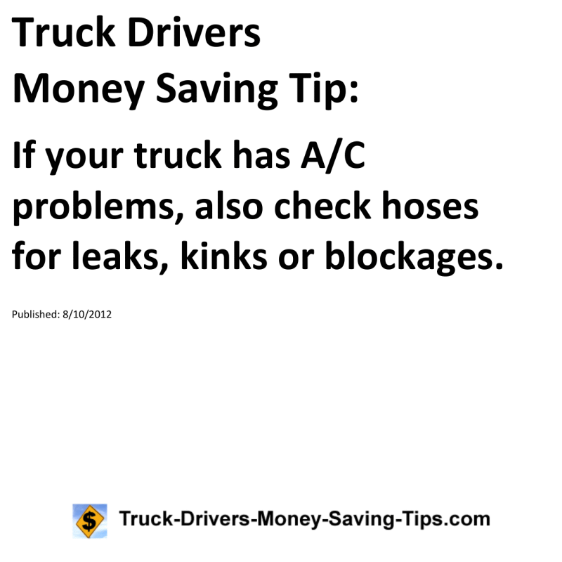 Truck Drivers Money Saving Tip for 08-10-2012