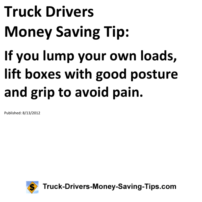 Truck Drivers Money Saving Tip for 08-13-2012