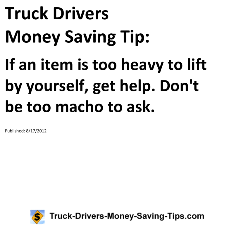 Truck Drivers Money Saving Tip for 08-17-2012