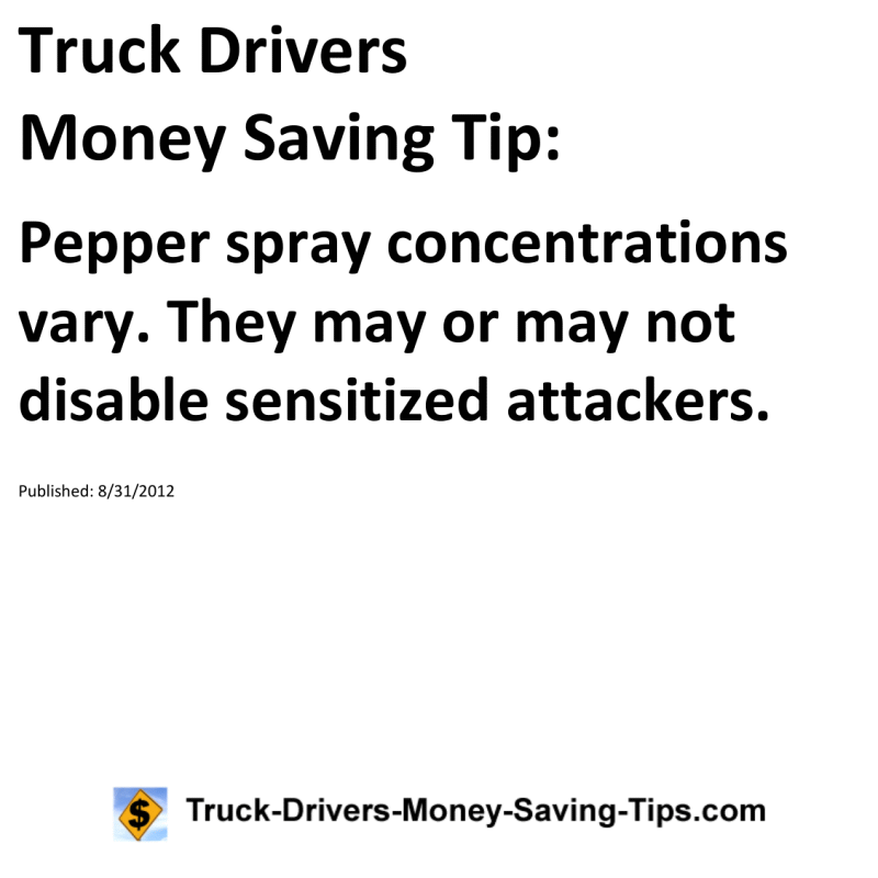 Truck Drivers Money Saving Tip for 08-31-2012