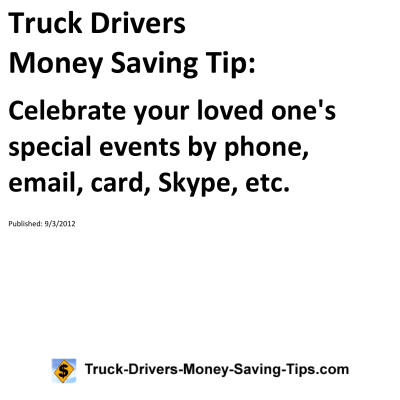 Truck Drivers Money Saving Tip for 09-03-2012