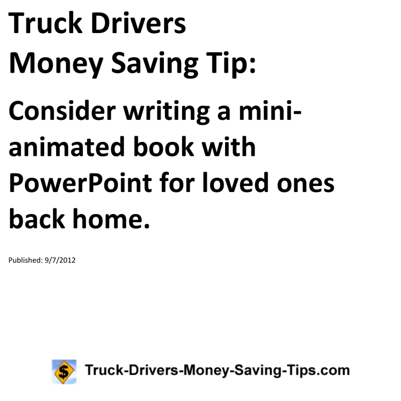 Truck Drivers Money Saving Tip for 09-07-2012