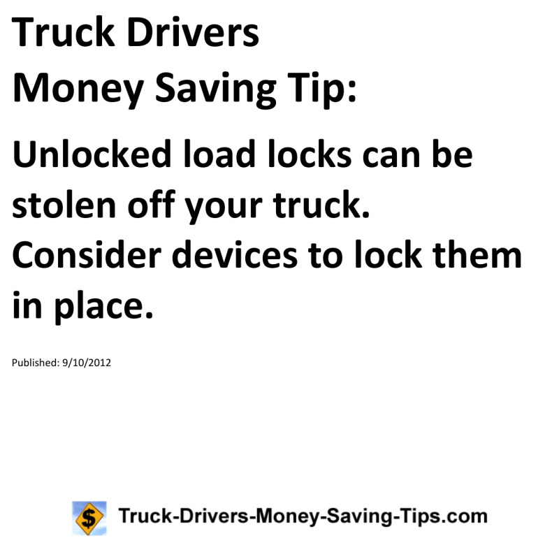 Truck Drivers Money Saving Tip for 09-10-2012