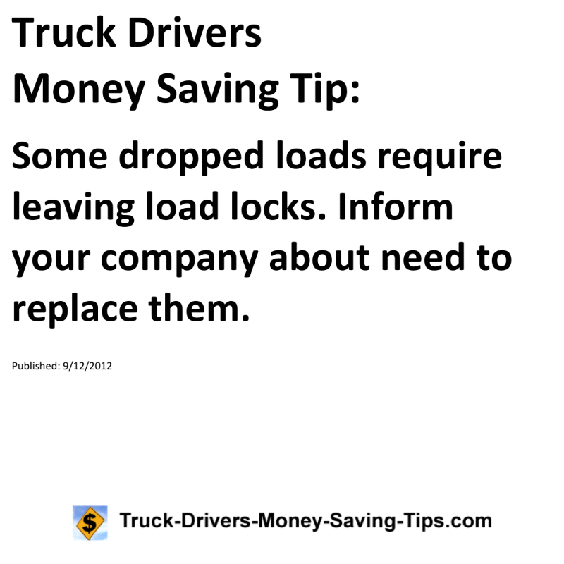 Truck Drivers Money Saving Tip for 09-12-2012